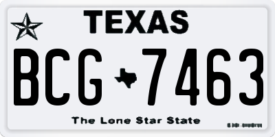 TX license plate BCG7463
