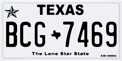 TX license plate BCG7469