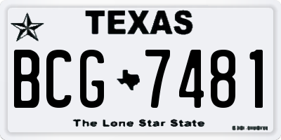 TX license plate BCG7481