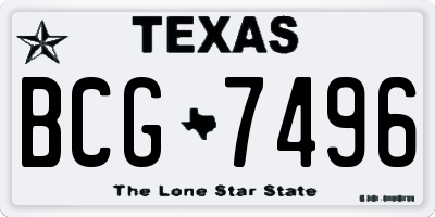 TX license plate BCG7496