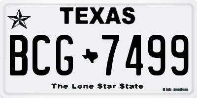 TX license plate BCG7499