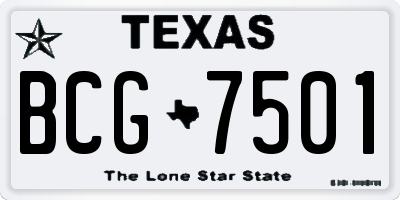 TX license plate BCG7501
