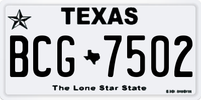 TX license plate BCG7502
