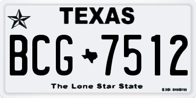 TX license plate BCG7512