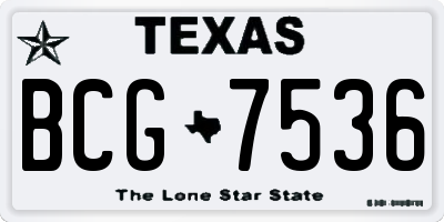 TX license plate BCG7536
