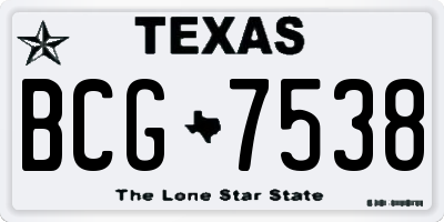 TX license plate BCG7538
