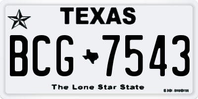 TX license plate BCG7543