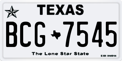 TX license plate BCG7545