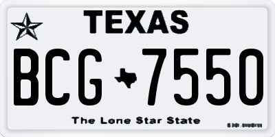 TX license plate BCG7550