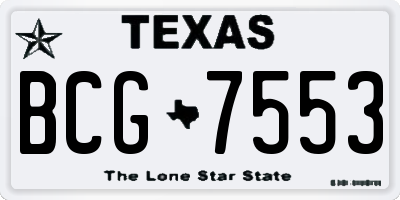 TX license plate BCG7553
