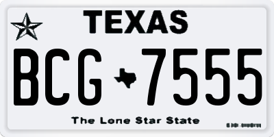 TX license plate BCG7555