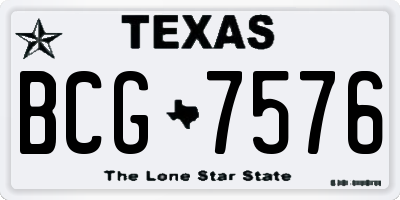 TX license plate BCG7576