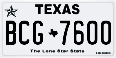 TX license plate BCG7600
