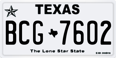 TX license plate BCG7602