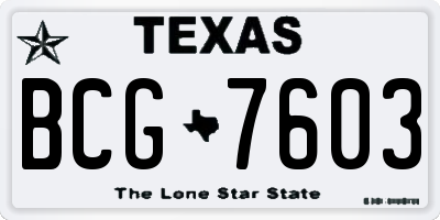 TX license plate BCG7603
