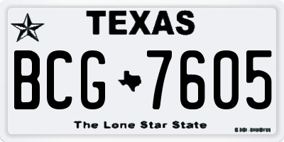 TX license plate BCG7605