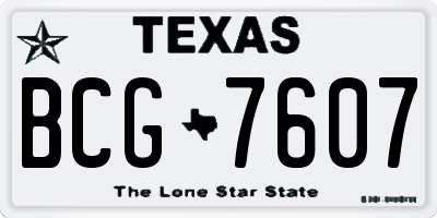 TX license plate BCG7607