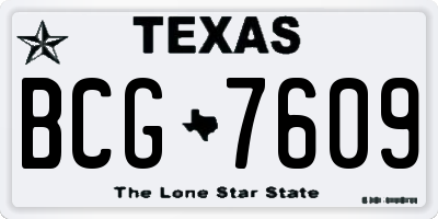 TX license plate BCG7609