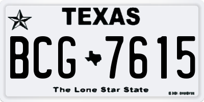 TX license plate BCG7615