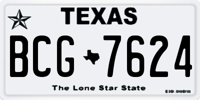 TX license plate BCG7624