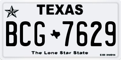 TX license plate BCG7629