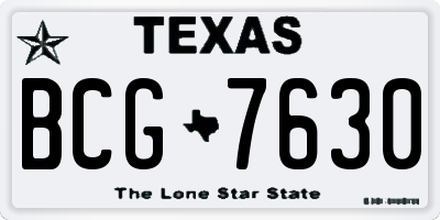 TX license plate BCG7630