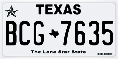 TX license plate BCG7635