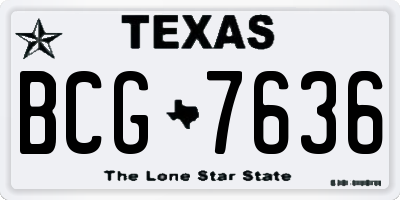TX license plate BCG7636