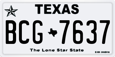 TX license plate BCG7637