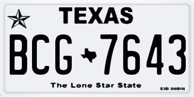 TX license plate BCG7643