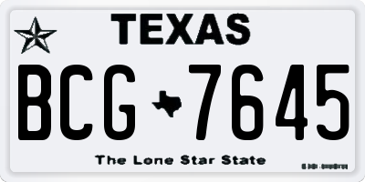 TX license plate BCG7645