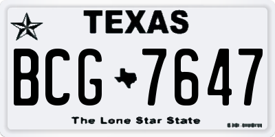TX license plate BCG7647