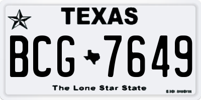 TX license plate BCG7649