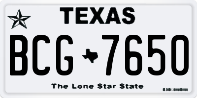 TX license plate BCG7650