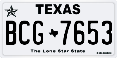 TX license plate BCG7653