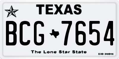 TX license plate BCG7654