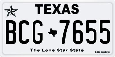 TX license plate BCG7655