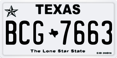 TX license plate BCG7663