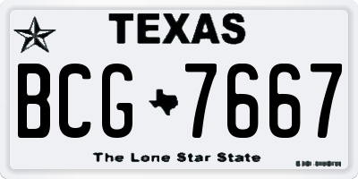 TX license plate BCG7667