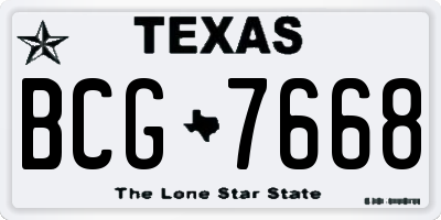 TX license plate BCG7668