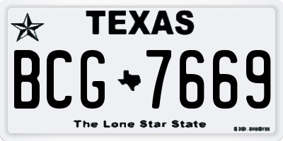 TX license plate BCG7669