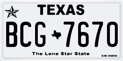 TX license plate BCG7670