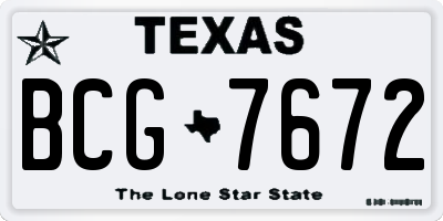 TX license plate BCG7672
