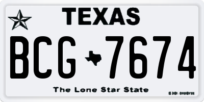 TX license plate BCG7674