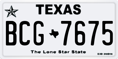 TX license plate BCG7675