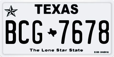 TX license plate BCG7678
