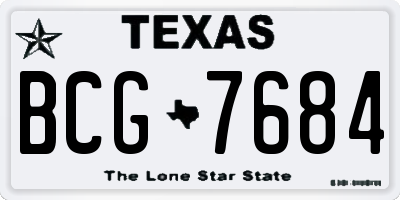 TX license plate BCG7684