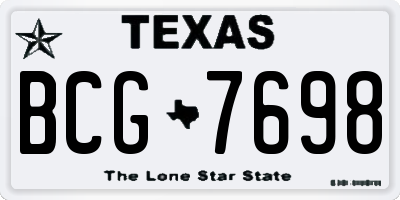 TX license plate BCG7698