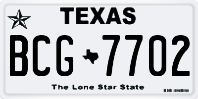 TX license plate BCG7702