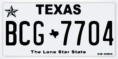 TX license plate BCG7704